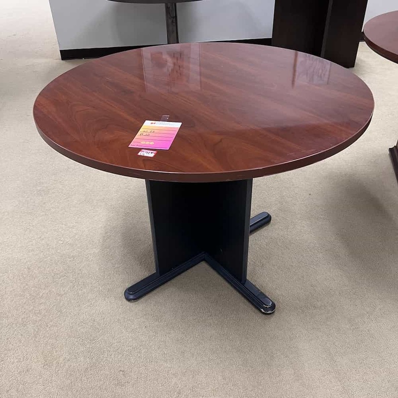 42″ Cherry and Grey Round Break Room Table Office Furniture Liquidations