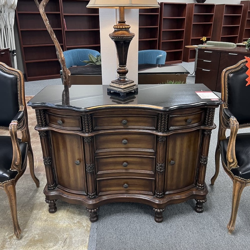 44″ x 21″ Coaster Black Stone with Walnut Veneer Traditional Sideboard Buffet Office Furniture Liquidations