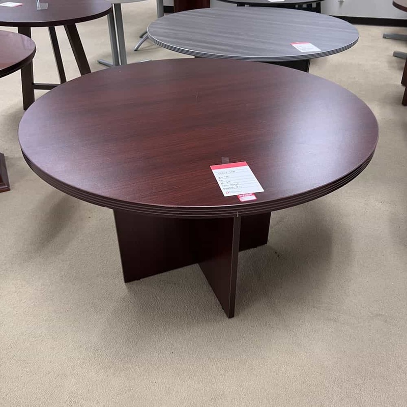 48″ Mahogany Fluted Edge Round Break Room Table Office Furniture Liquidations