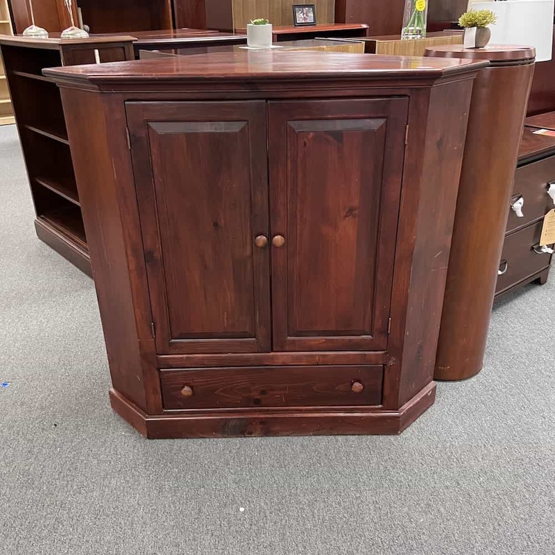 50″ W Mahogany Vintage TV Console Corner Storage Cabinet Office Furniture Liquidations