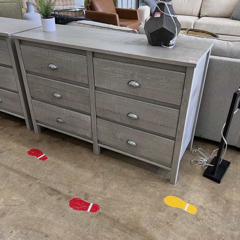 51″ Grey Weathered Coastal 6 Drawer Dresser Office Furniture Liquidations