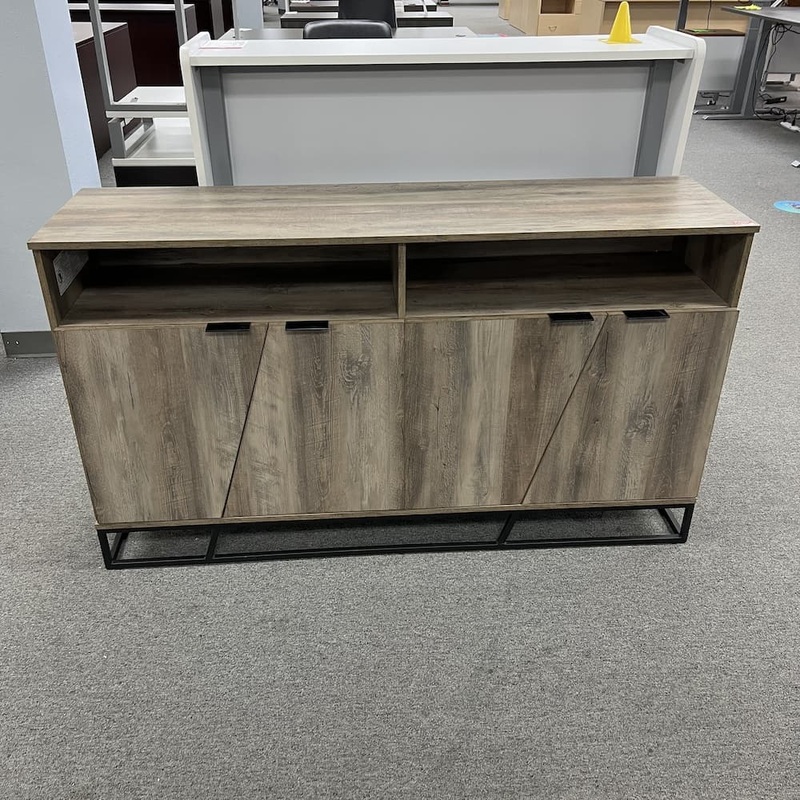 58″ x 16″ Walker Edison Ash Grey Industrial Sideboard Buffet Console Office Furniture Liquidations