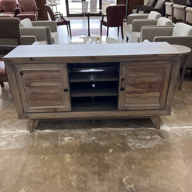 60″ Grey Coastal Contemporary TV Console Credenza Sideboard Office Furniture Liquidations