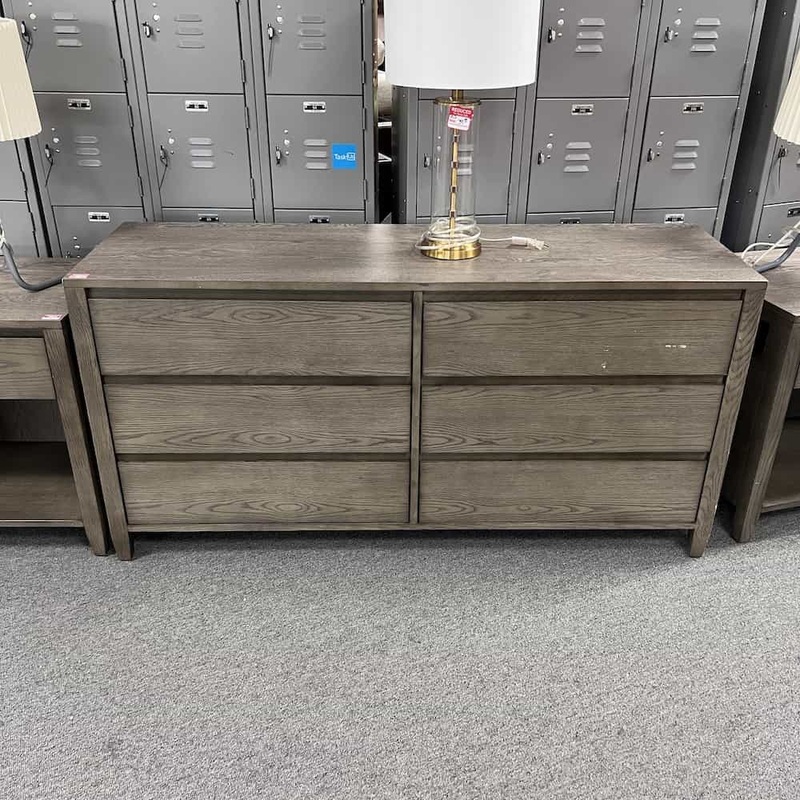 60″ Warm Weathered Grey Coastal 6 Drawer Dresser Office Furniture Liquidations