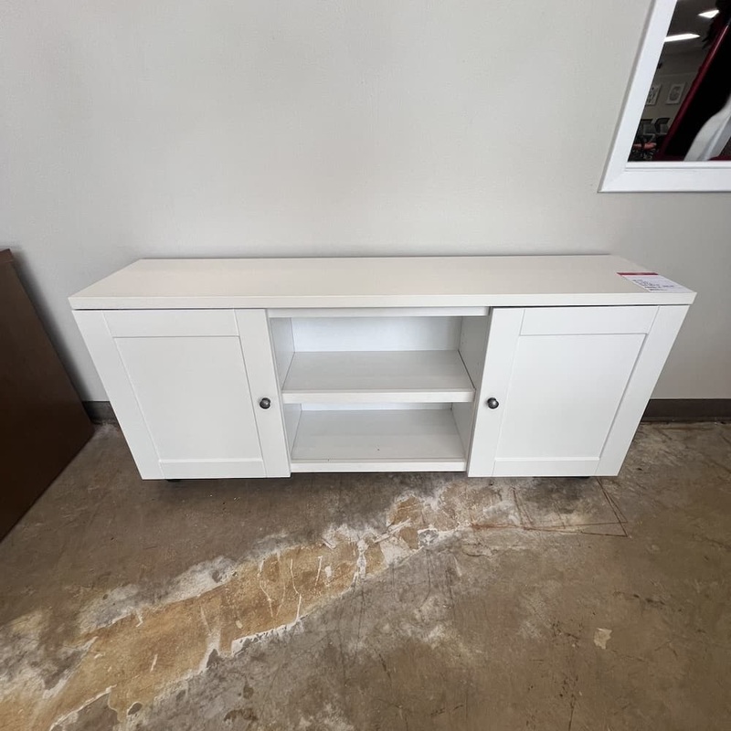 60″ x 14″ White 2 Door TV Console Cabinet Office Furniture Liquidations