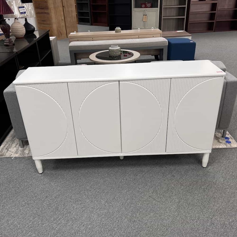 60″ x 14″ White Contemporary Credenza 4 Door Buffet Console Cabinet Office Furniture Liquidations