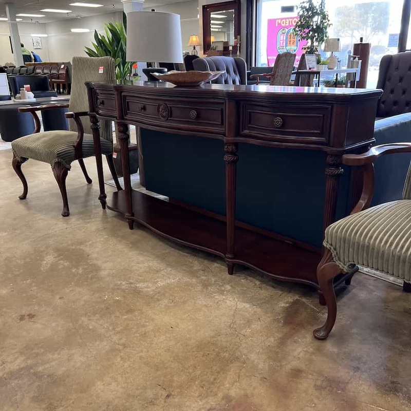 72″ Butler Specialty Company Mahogany and Brass Traditional Hallway Sofa Table Office Furniture Liquidations