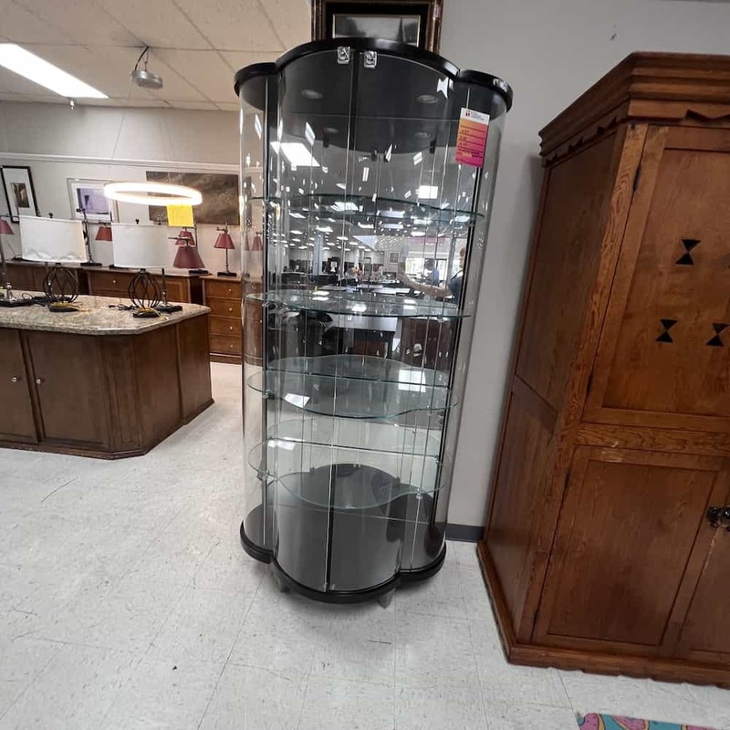 79″ High Bernhardt Wilshire Espresso Lighted Glass Curio Office Furniture Liquidations