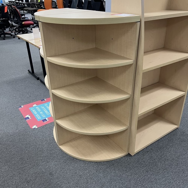 20″ W x 50″ H Global Maple Laminate Corner Bookcase Office Furniture Liquidations