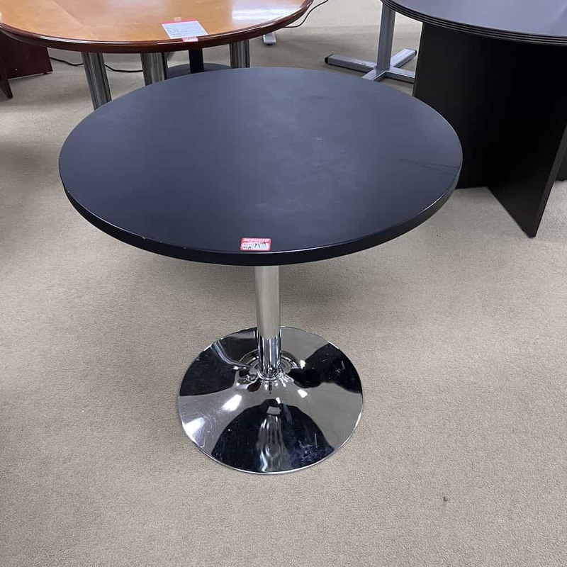30″ Black and Chrome Round Break Room Table Office Furniture Liquidations