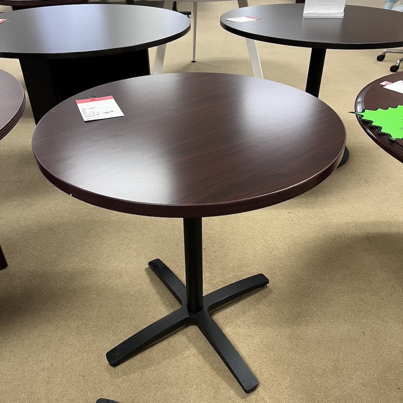 30″ Mahogany and Black Round Room Table Office Furniture Liquidations