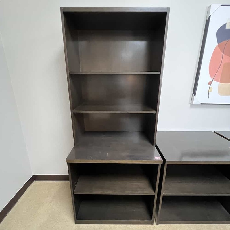 30″ x 73″ OFS Espresso Bookcase with Hutch Office Furniture Liquidations