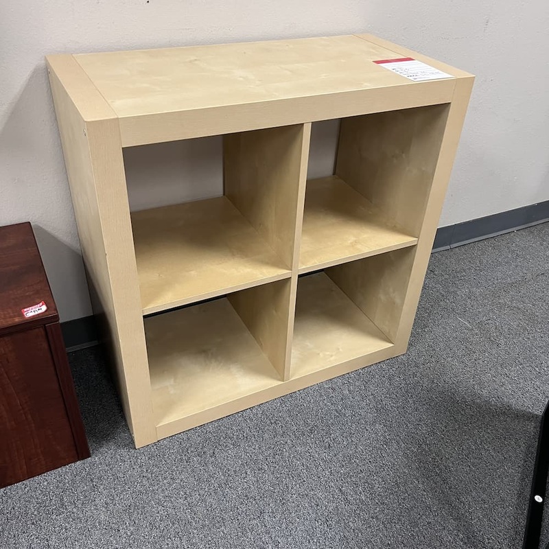 31″ W x 31″ H IKEA Kallax Stained Oak Cubby Shelf with 4 Storage Cubes Office Furniture Liquidations