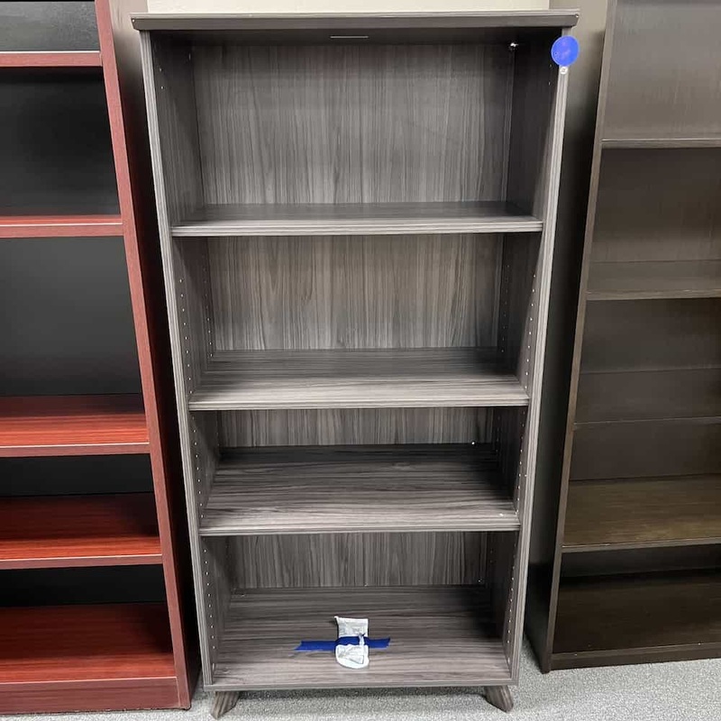 32″ W x 65″ H Coastal Grey Laminate Sienna Bookcase Office Furniture Liquidations