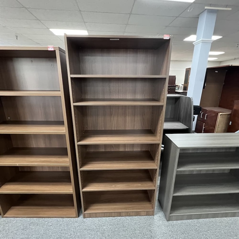 32″ W x 71″ H Walnut Laminate Bookcase Office Furniture Liquidations