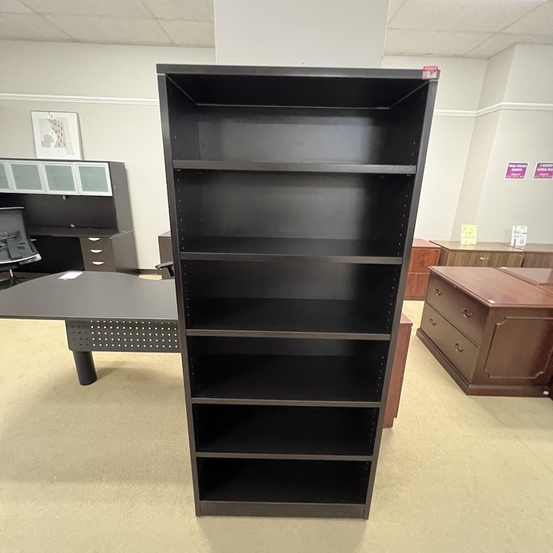 32″ W x 78″ H Espresso Laminate Bookcase Office Furniture Liquidations