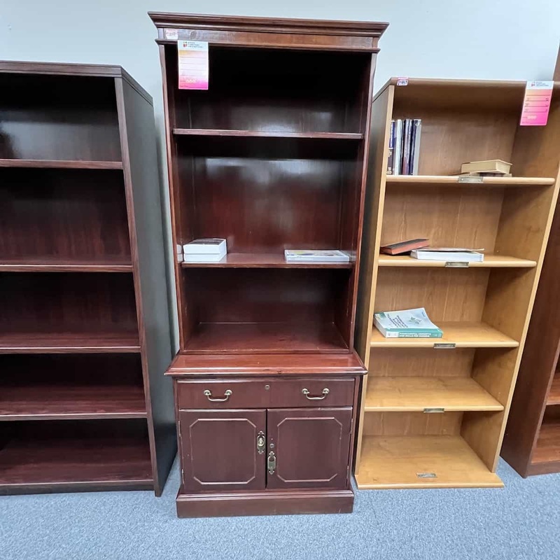 32″ Wide Mahogany Storage Cabinet Bookcase – 2 Shelf Office Furniture Liquidations