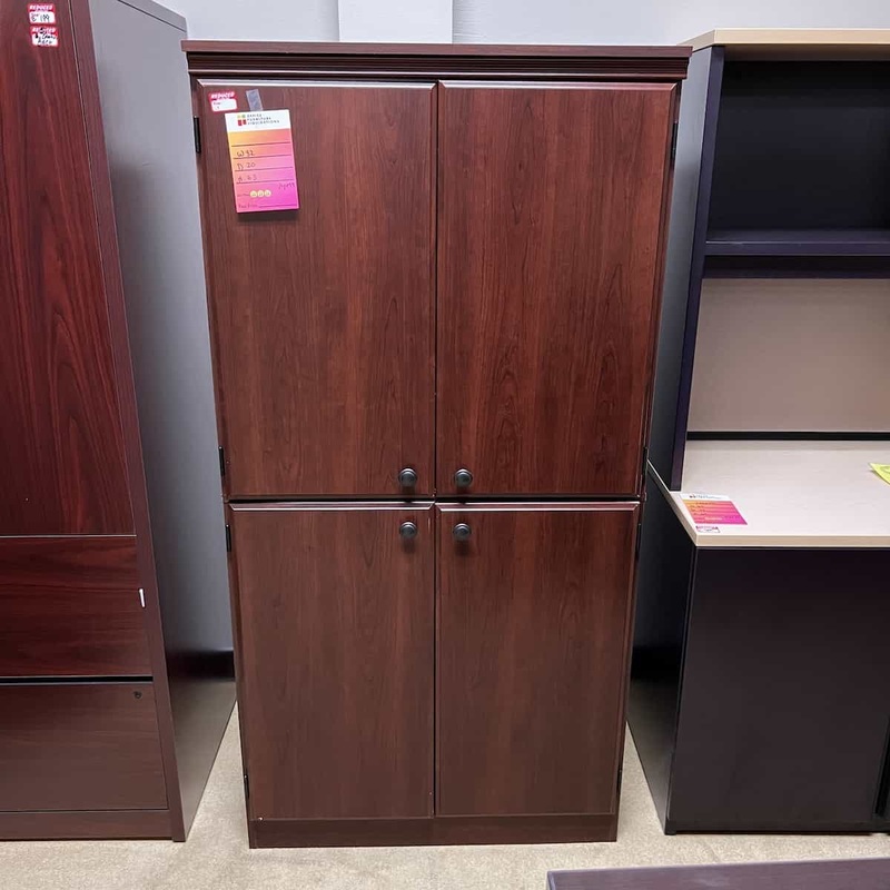 32″ Wide Mahogany Storage Cabinet Office Furniture Liquidations