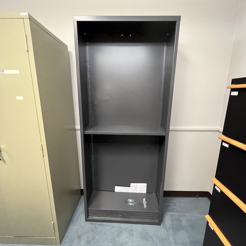 34″ W x 82″ H Dark Grey Metal Bookcase Office Furniture Liquidations