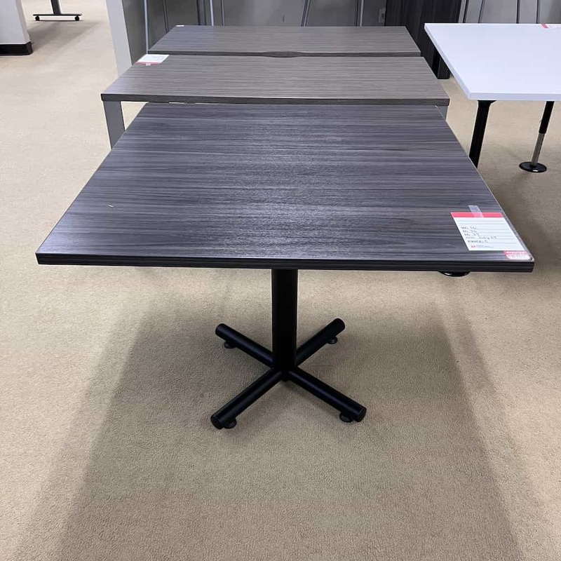 36″ Grey and Black Square Break Room Table with Metal X Base Office Furniture Liquidations