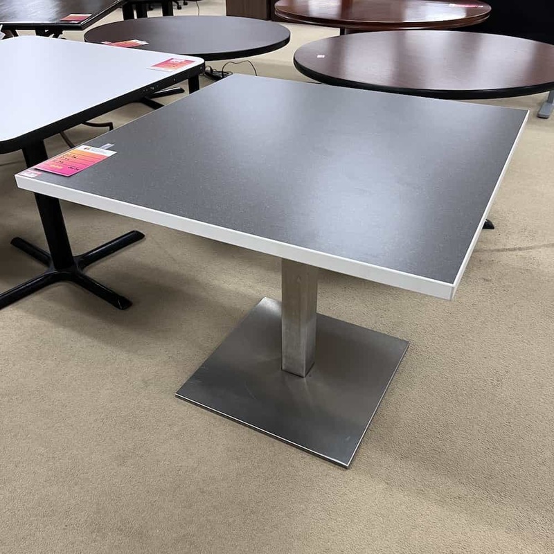36″ Grey and White Square Break Room Table with Metal Board Base Office Furniture Liquidations