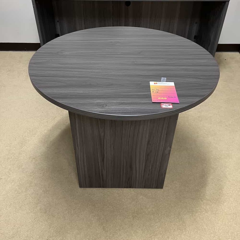 36″ Grey Round Break Room Table with Cupboard Base Office Furniture Liquidations
