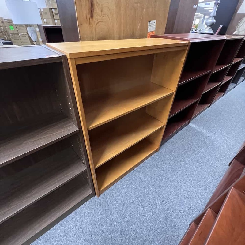 36″ W x 48″ H Honey Veneer Bookcase Office Furniture Liquidations