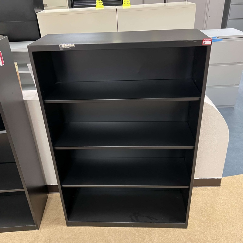 36″ W x 54″ H Black Metal Bookcase Office Furniture Liquidations