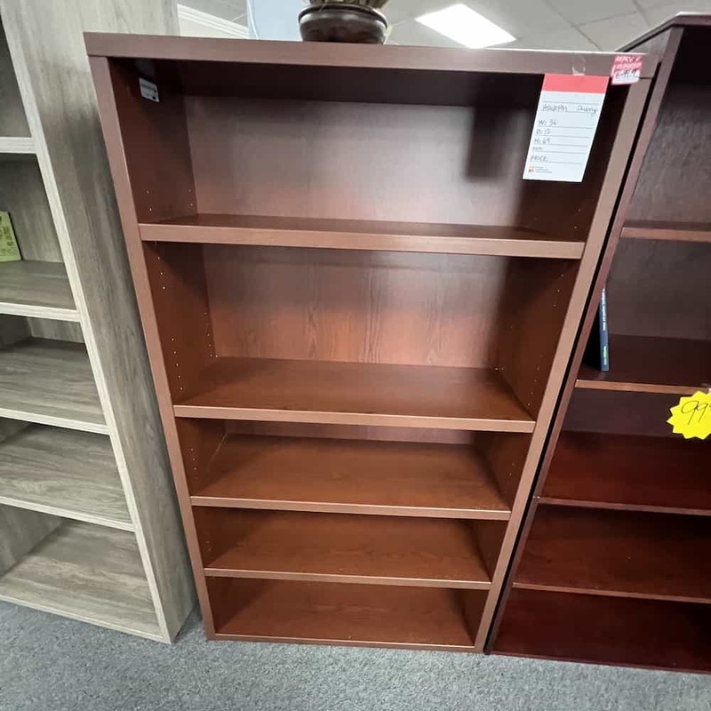 36″ W x 64″ H Haworth Cherry Laminate Bookcase Office Furniture Liquidations