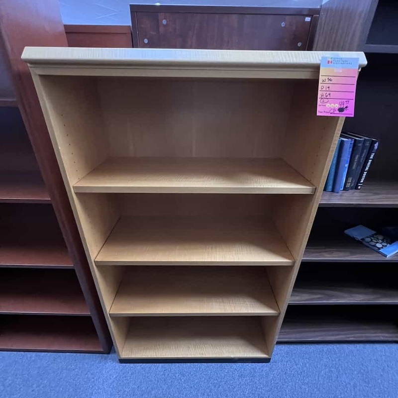 36″ W x 64″ H Maple Veneer Bookcase Office Furniture Liquidations