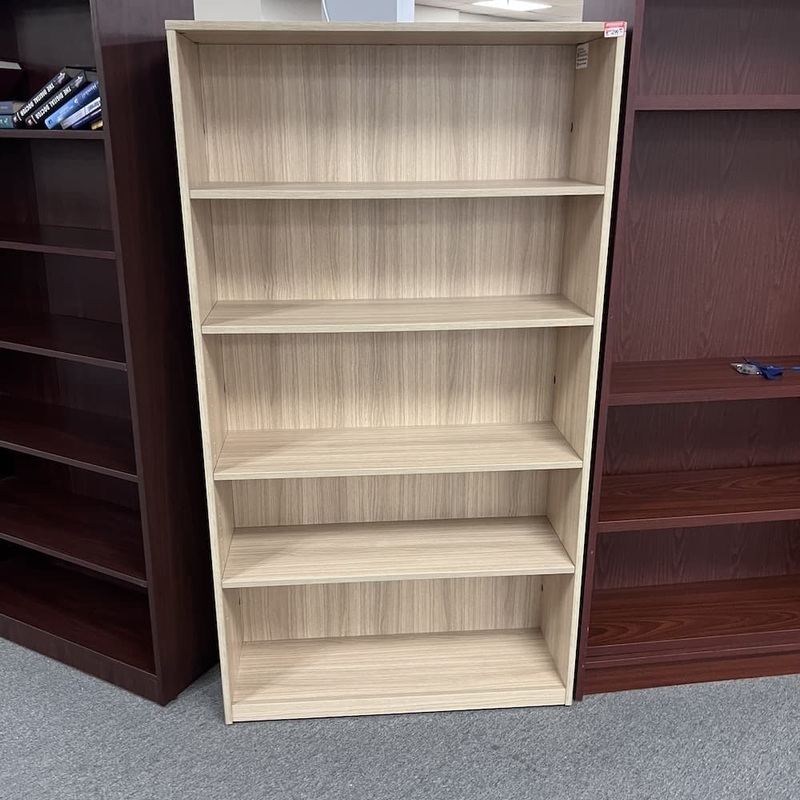 36″ W x 66″ H American Elm Laminate Bookcase – Solid Back Office Furniture Liquidations