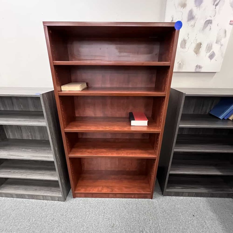 36″ W x 68″ H Cherry Laminate Bookcase Office Furniture Liquidations