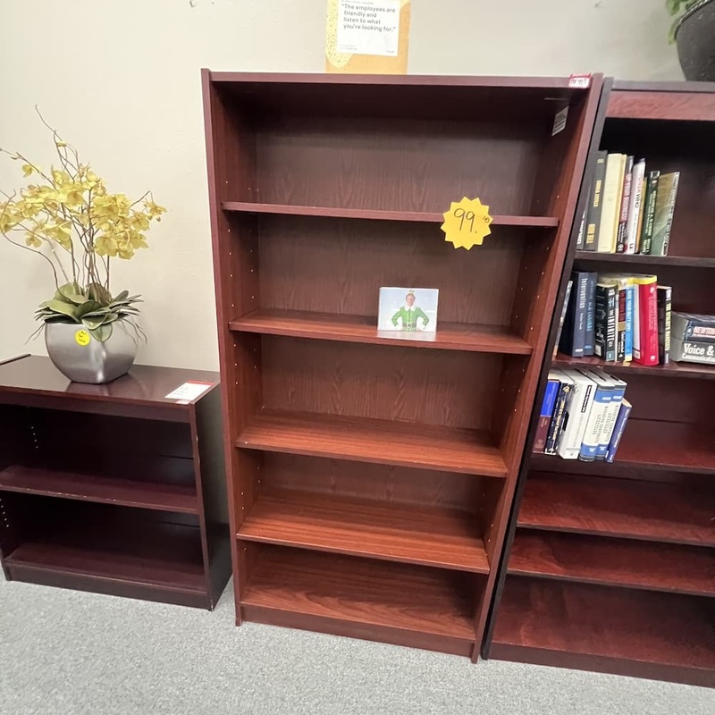 36″ W x 71″ H Cherry Laminate Bookcase Office Furniture Liquidations