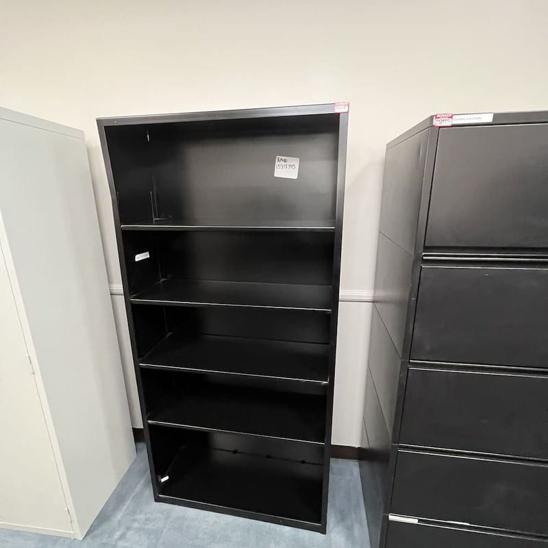 36″ W x 72″ H Black Metal Bookcase Office Furniture Liquidations