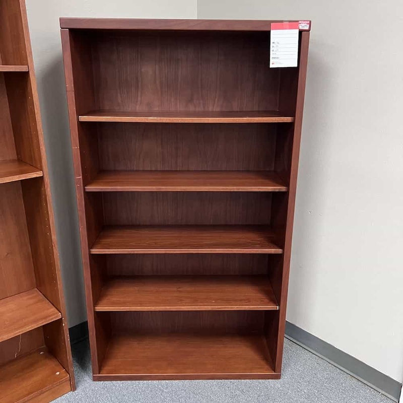 36″ x 64″ H Cherry Veneer Bookcase Office Furniture Liquidations