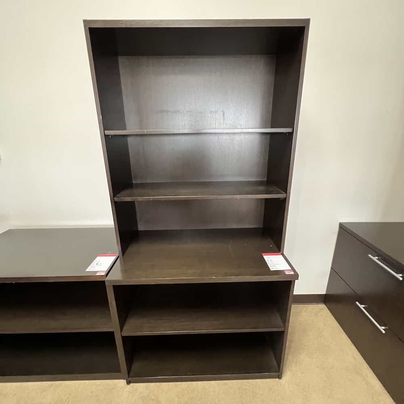 36″ x 73″ OFS Espresso Bookcase with Hutch Office Furniture Liquidations