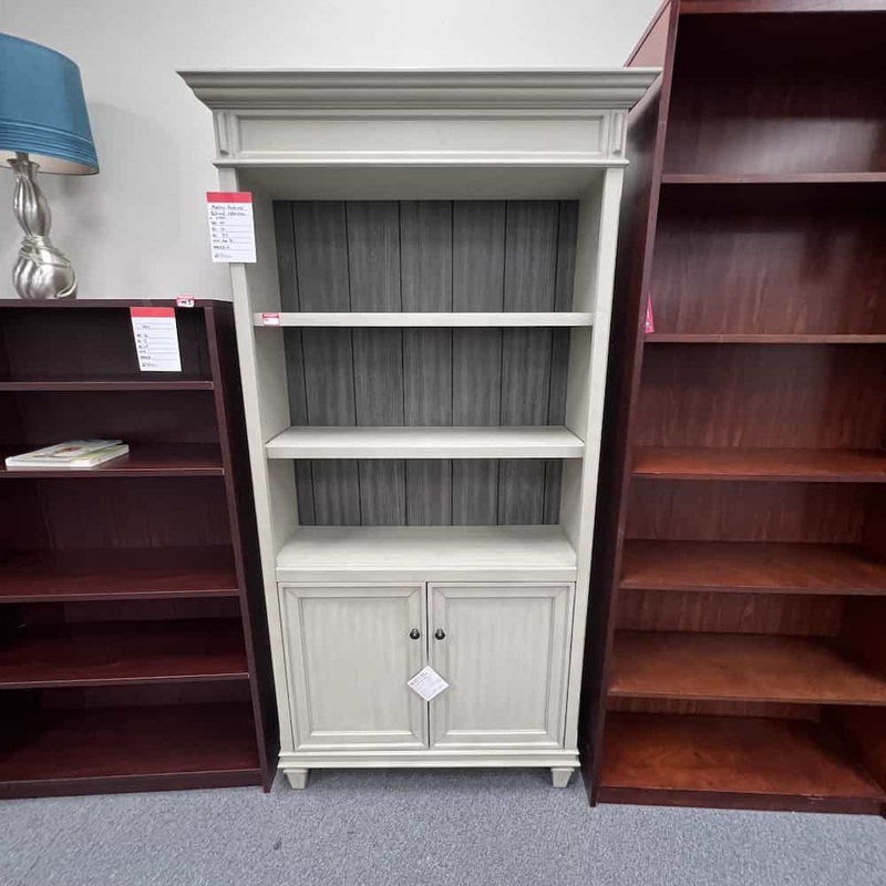 40″ W x 78″ H Linen White and Grey Refined Collection Executive Bookcase with 2 Door Cabinet Base Office Furniture Liquidations