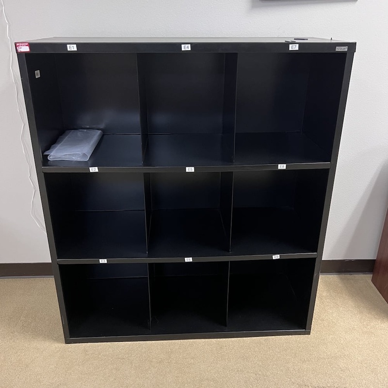 46″ W x 52″ H Sandusky Black Metal Cubby Shelf with 9 Storage Cubes Office Furniture Liquidations