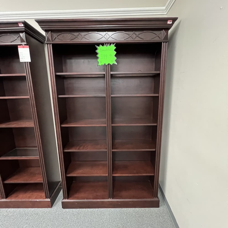 52″ W x 85″ H Mahogany Double Executive Bookcase Office Furniture Liquidations