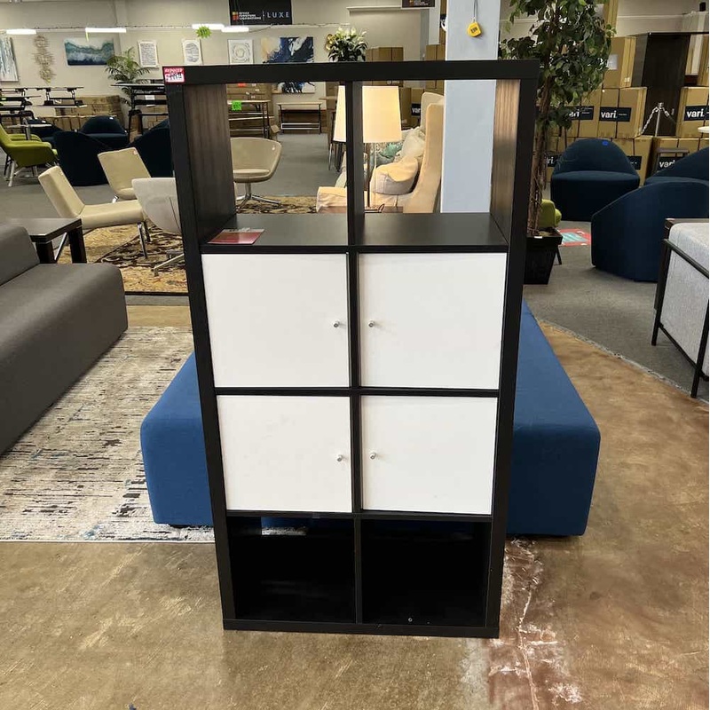 58″ High Ikea Espresso and White Kallax 2 x 4 Cubby Shelf Unit Bookcase Office Furniture Liquidations