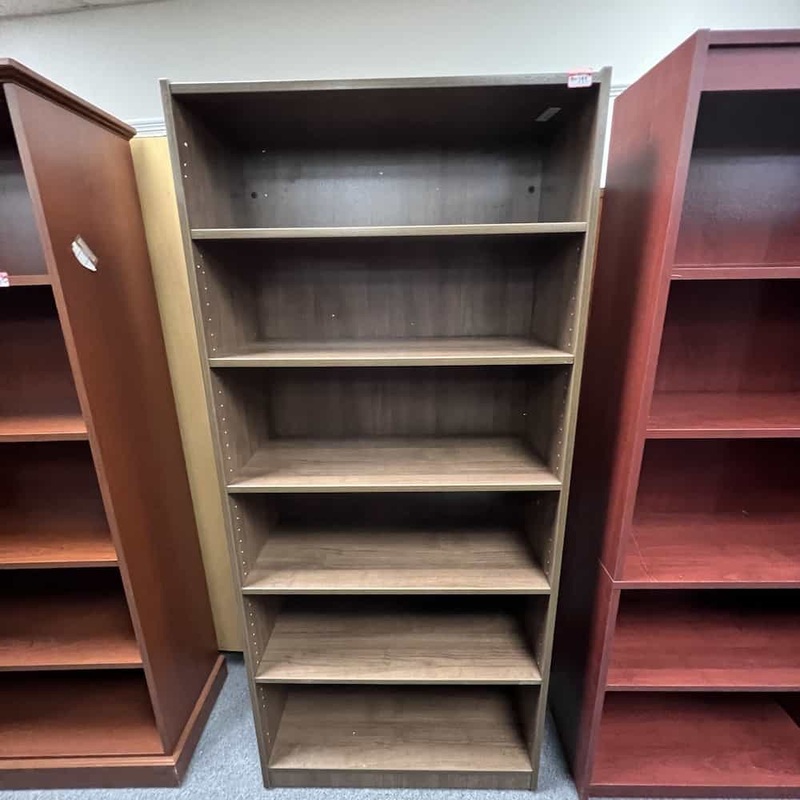 64″ High Walnut Laminate Bookcase – 5 Shelf Office Furniture Liquidations