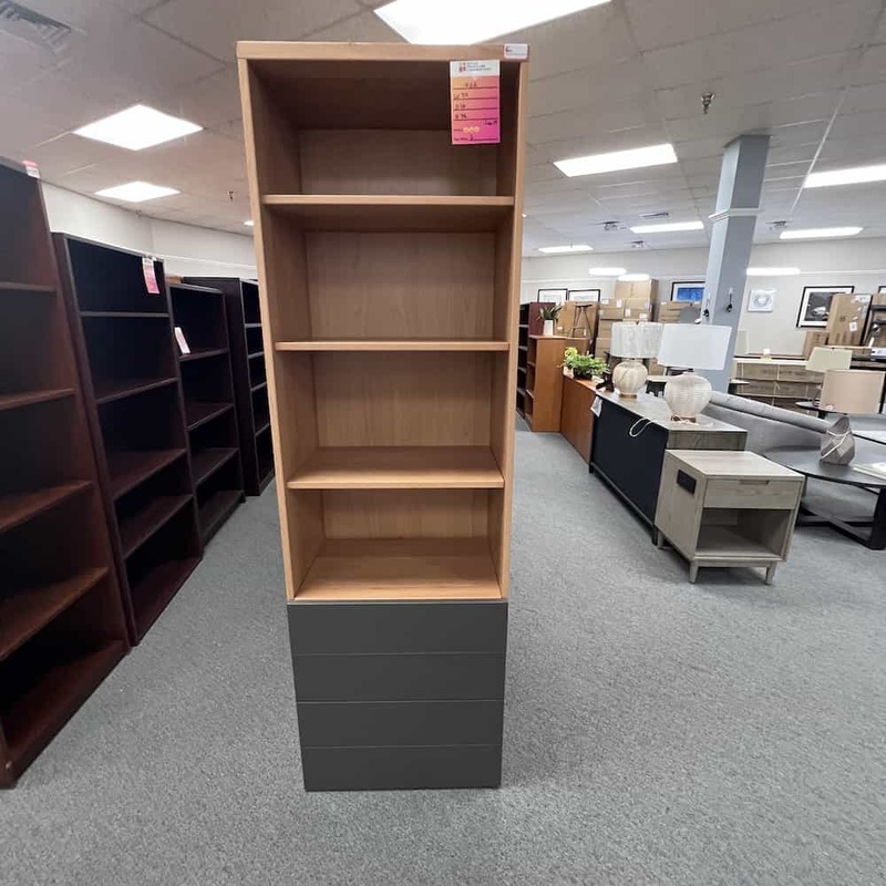 76″ H x 24″ W Ikea Maple and Glossy Grey Smastad/Uppfora Bookcase with 4 Drawers Office Furniture Liquidations