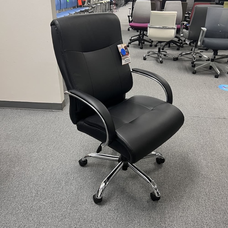 Lorell Black and Chrome High Back Executive Big and Tall Chair Office Furniture Liquidations