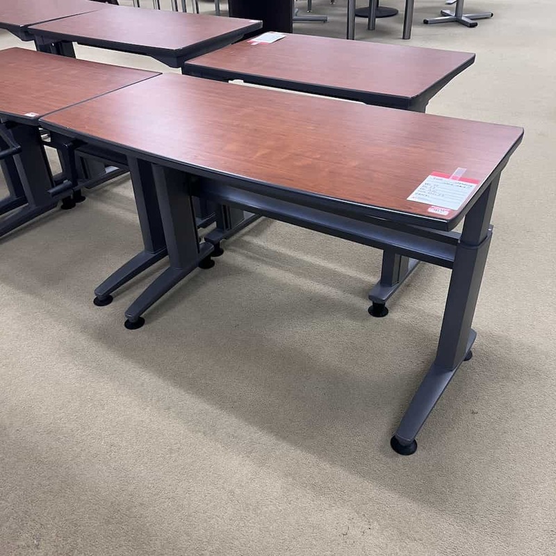 48″ x 23″ Knoll Cherry and Grey Crank Height Adjustable Standing Desk Office Furniture Liquidations
