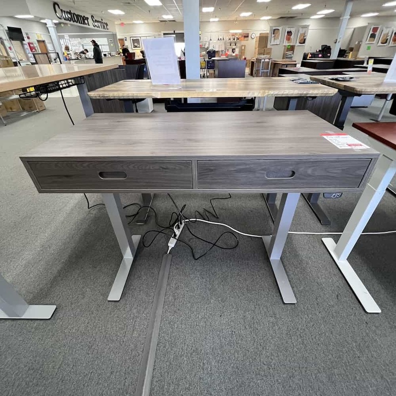 48″ x 24″ Grey Electric Height Adjustable Standing Desk with Knoll Base Office Furniture Liquidations