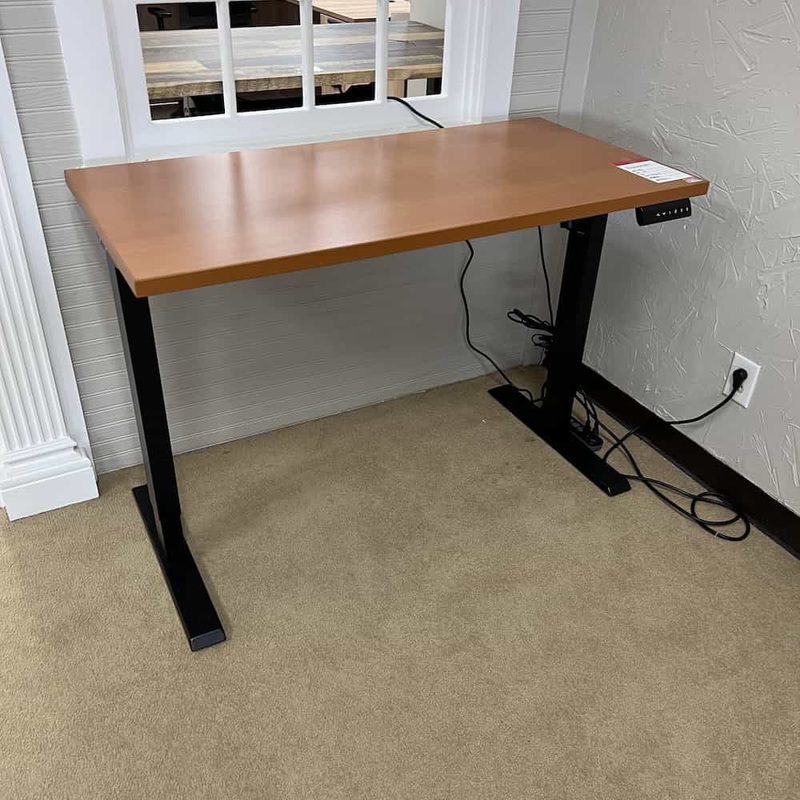 48″ x 24″ Honey and Black Height Adjustable Standing Desk Office Furniture Liquidations