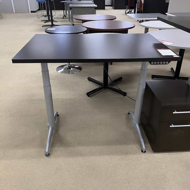 48″ x 30″ OFS Espresso and Grey Height Adjustable Electric Standing Desk Office Furniture Liquidations