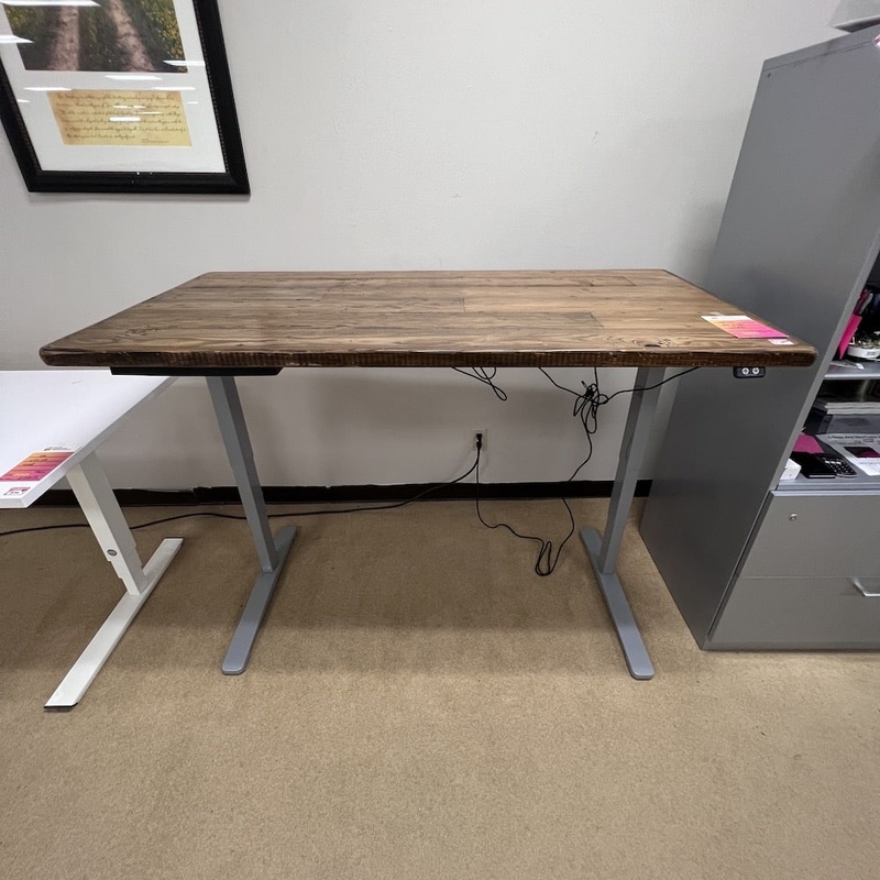 60″ Uplift Reclaimed Wood Height Adjustable Electric Standing Desk Office Furniture Liquidations