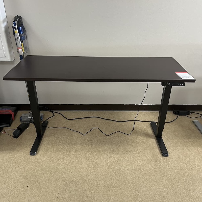 60″ x 24″ Espresso and Black Height Adjustable Programmable Electric Standing Desk Office Furniture Liquidations