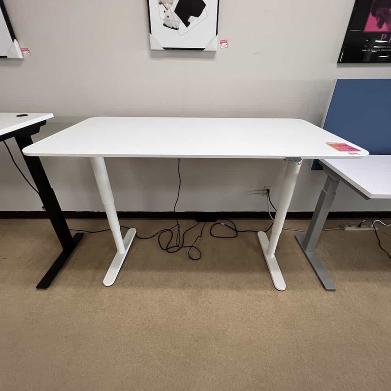 63″ x 31″ Ikea Trotten White Crank Standing Desk Office Furniture Liquidations